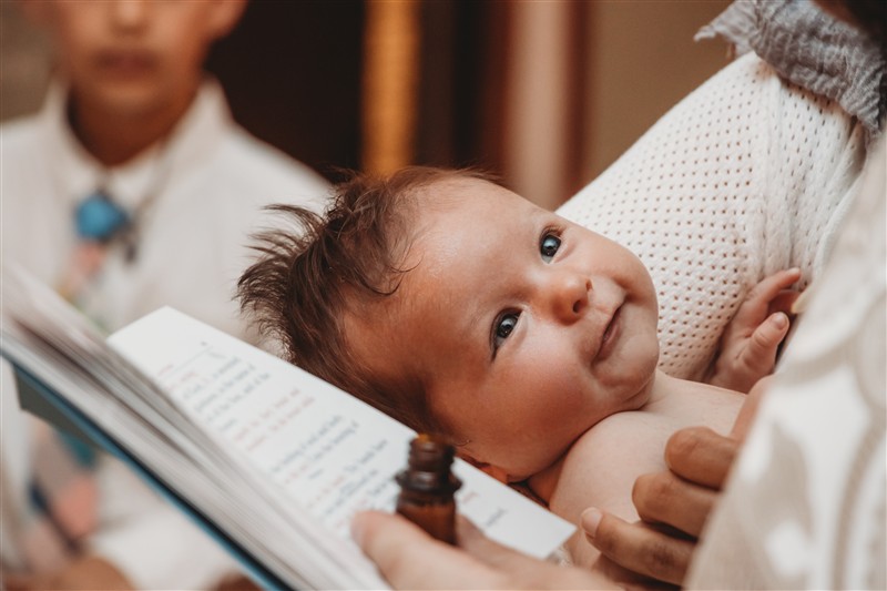 A child during an Orthodox baptism